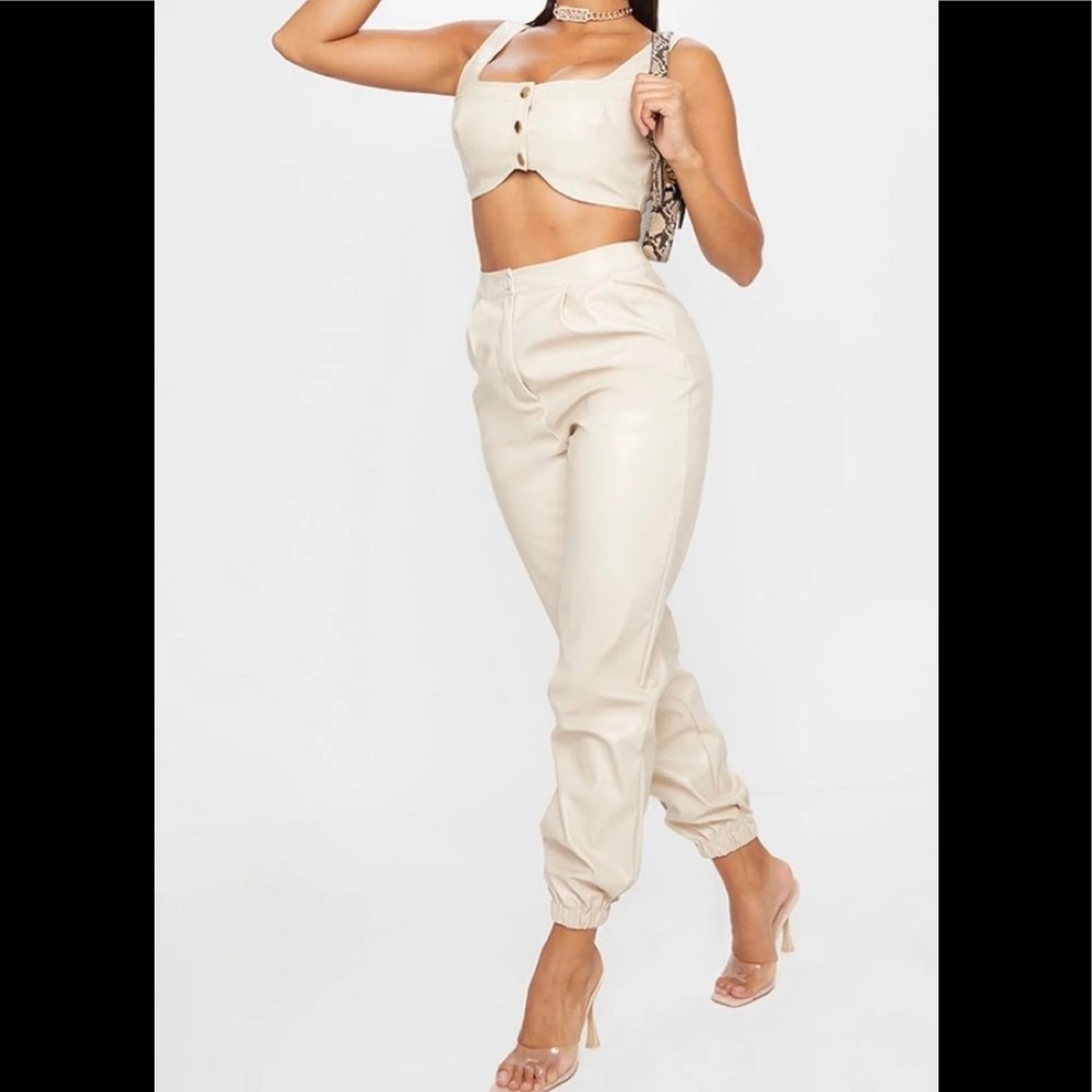 NWT: Faux Leather Joggers size 8 (UK 12)